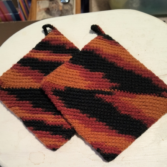 Handmade Knit Pot Holders/Trivet - Picture 1 of 3